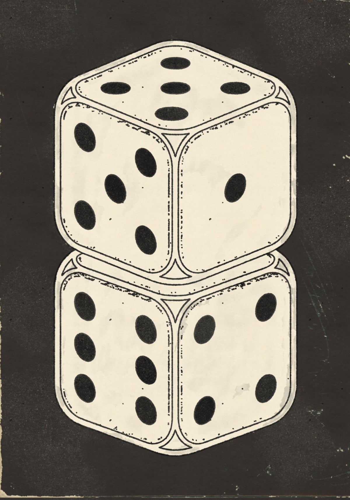 Stacked Vintage Dice - Posterbox