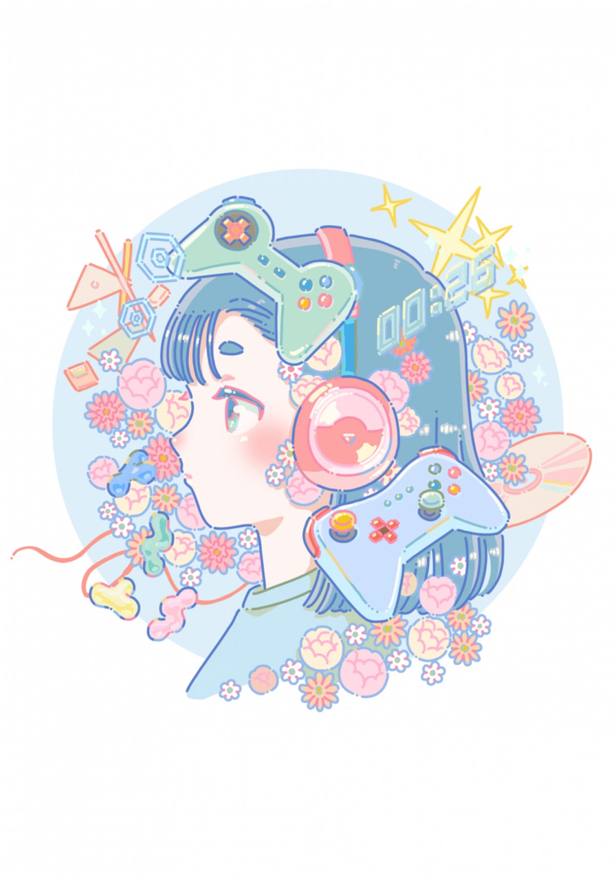Dreamy Pastel Gamer Girl - Posterbox