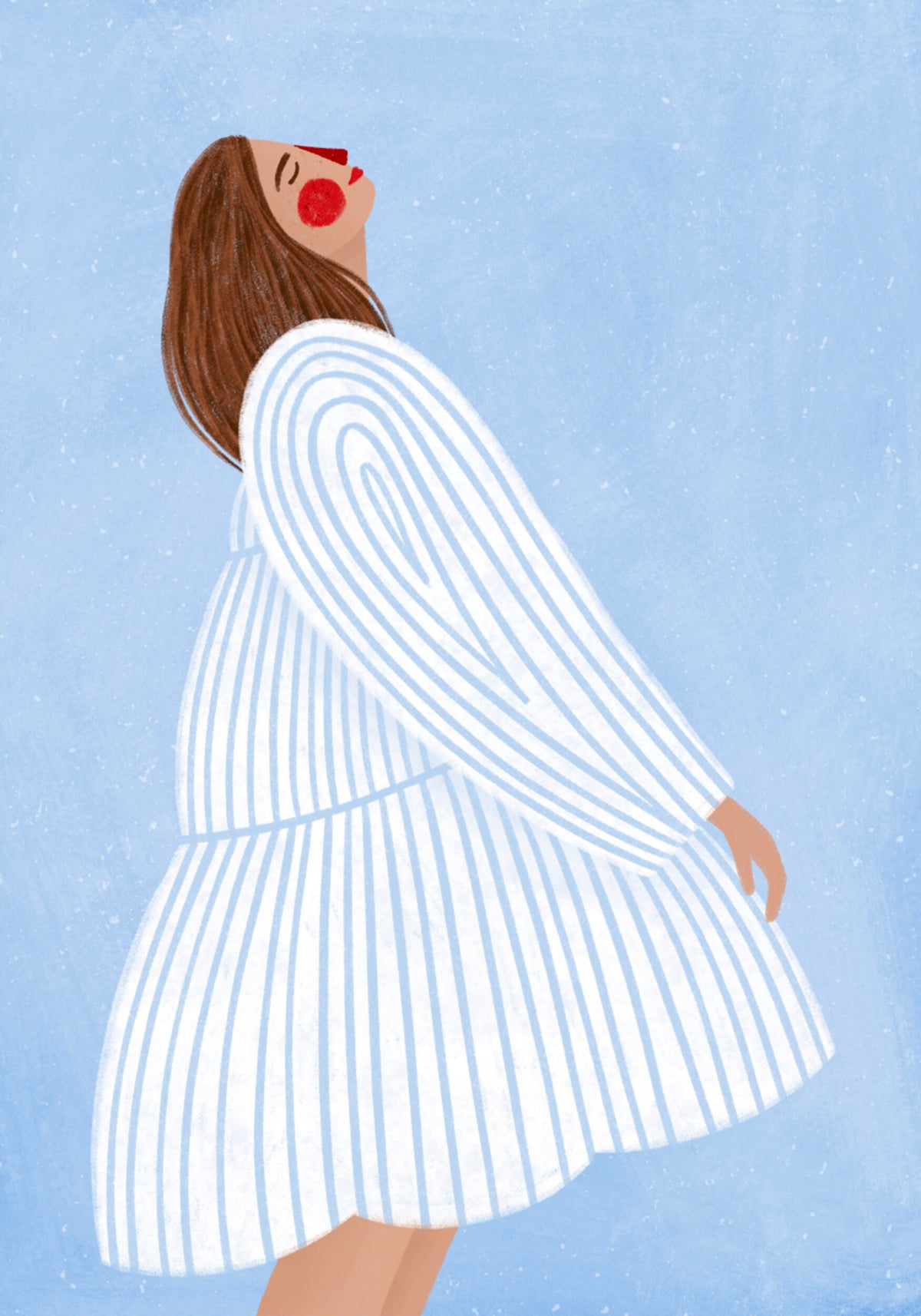 Mujer Alegre Rayas Azules