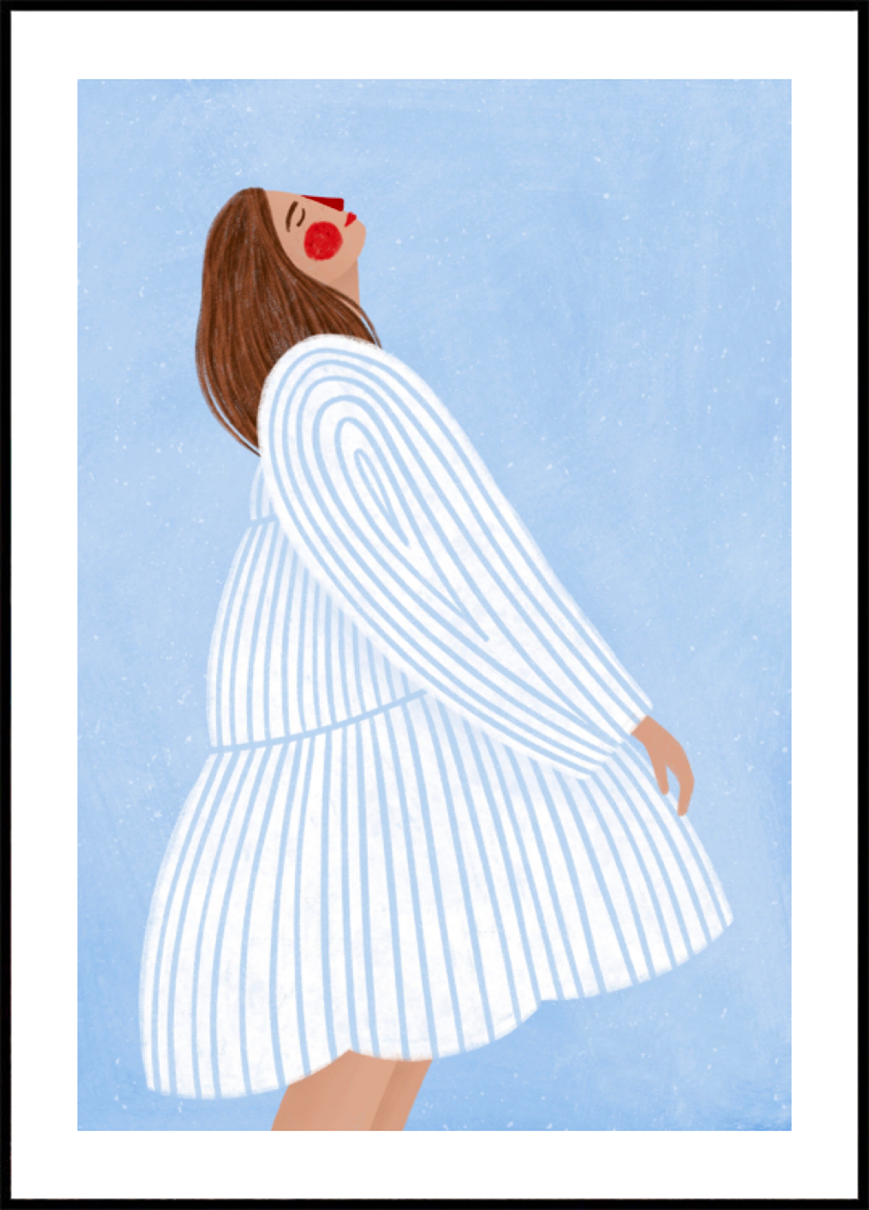 Mujer Alegre Rayas Azules