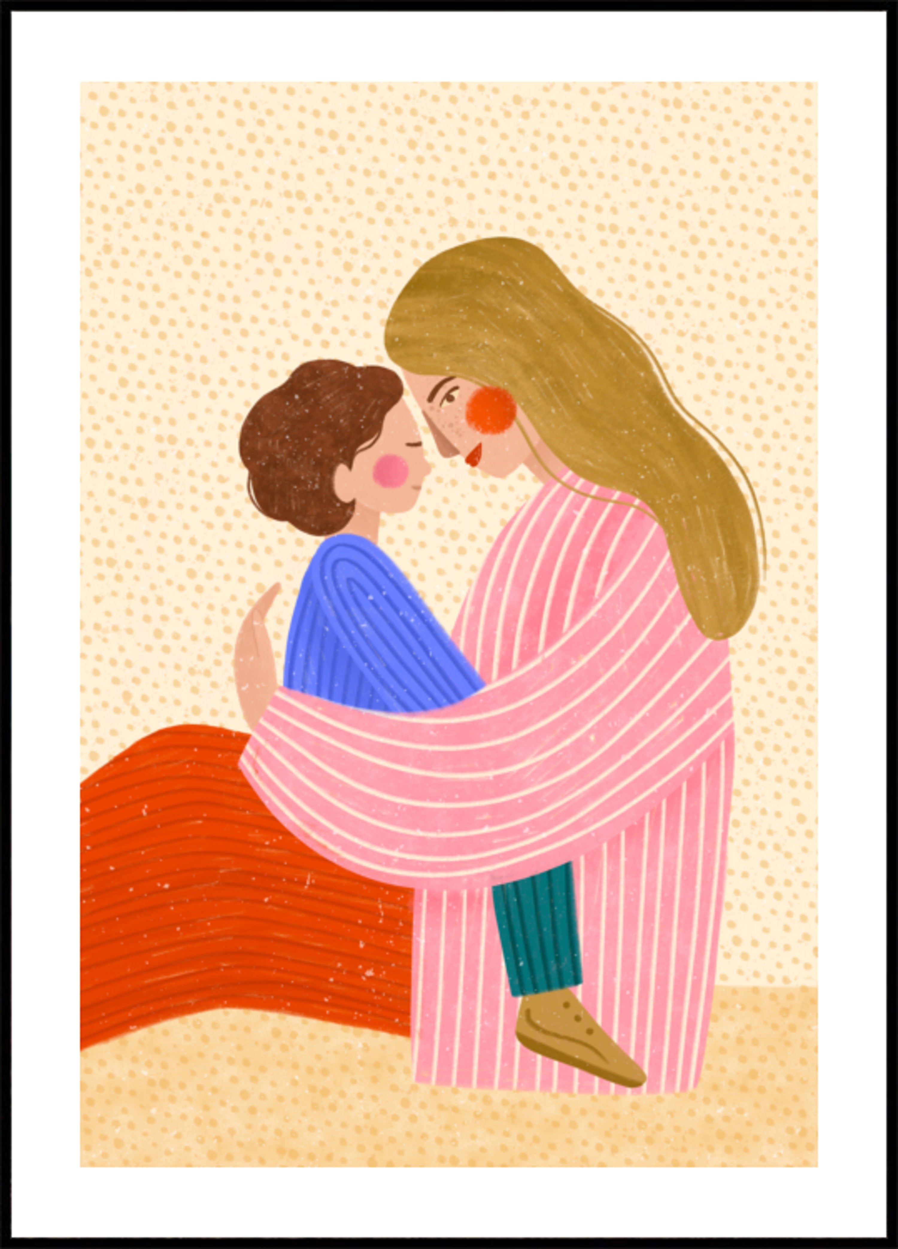 Abrazo amoroso de madre e hijo