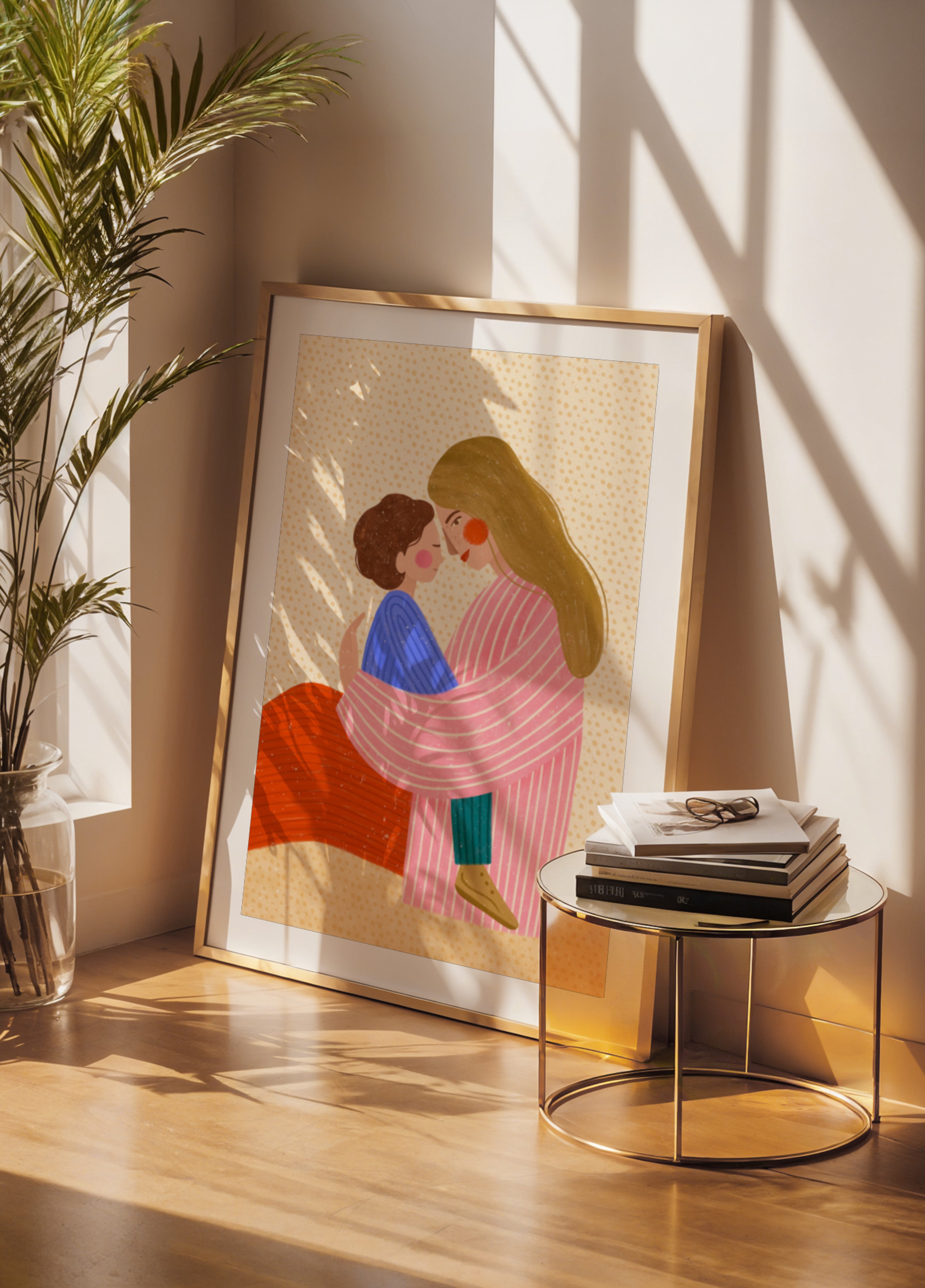 Abrazo amoroso de madre e hijo