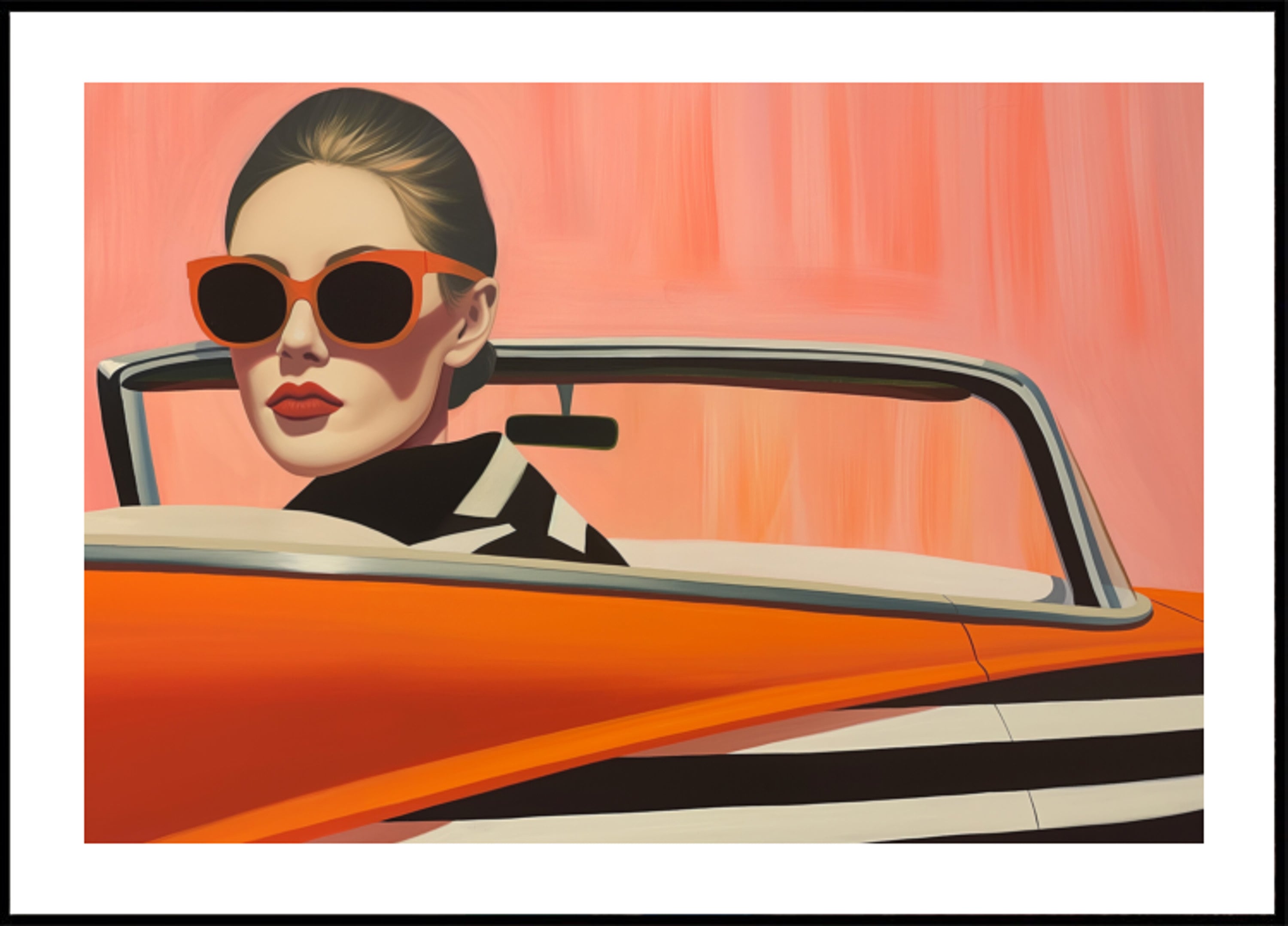 Coche naranja mujer elegante
