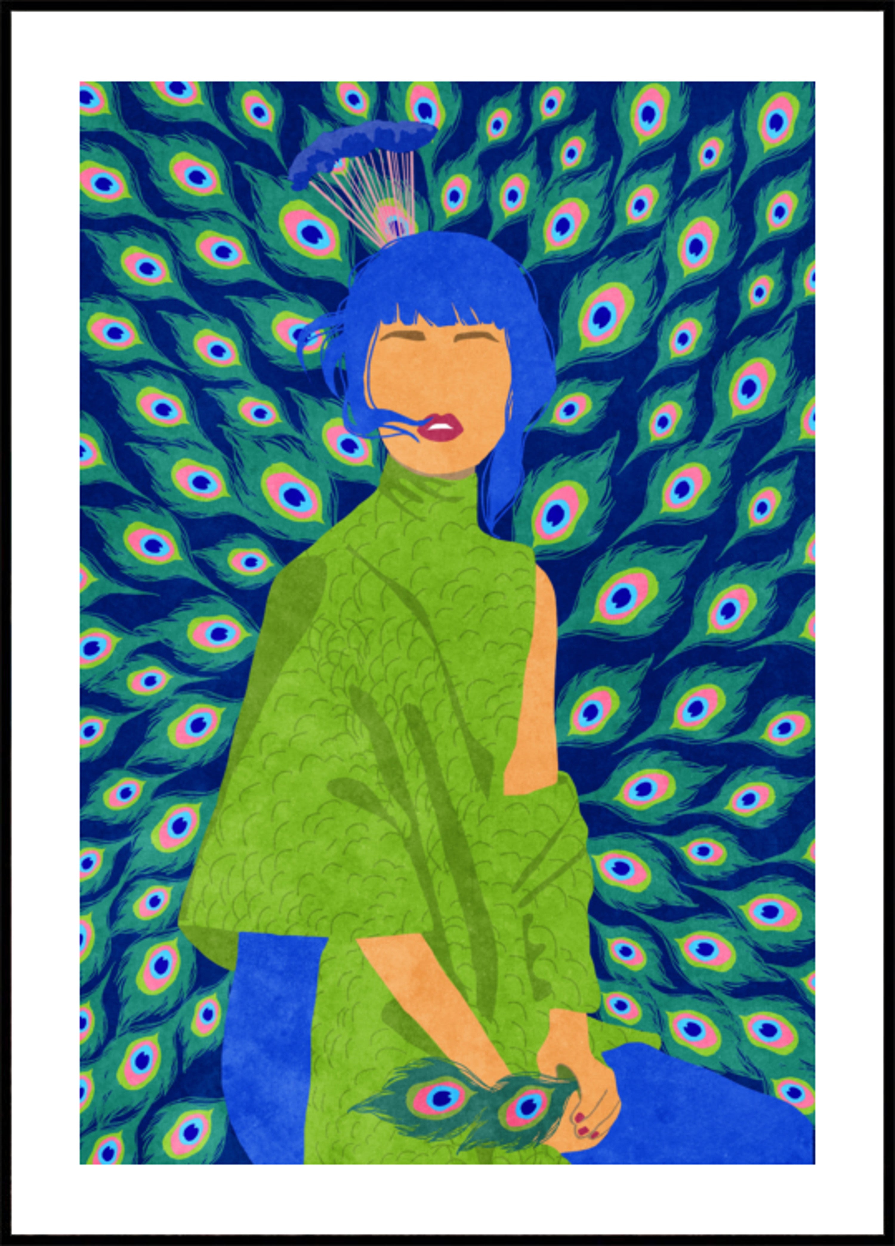 mujer pavo real