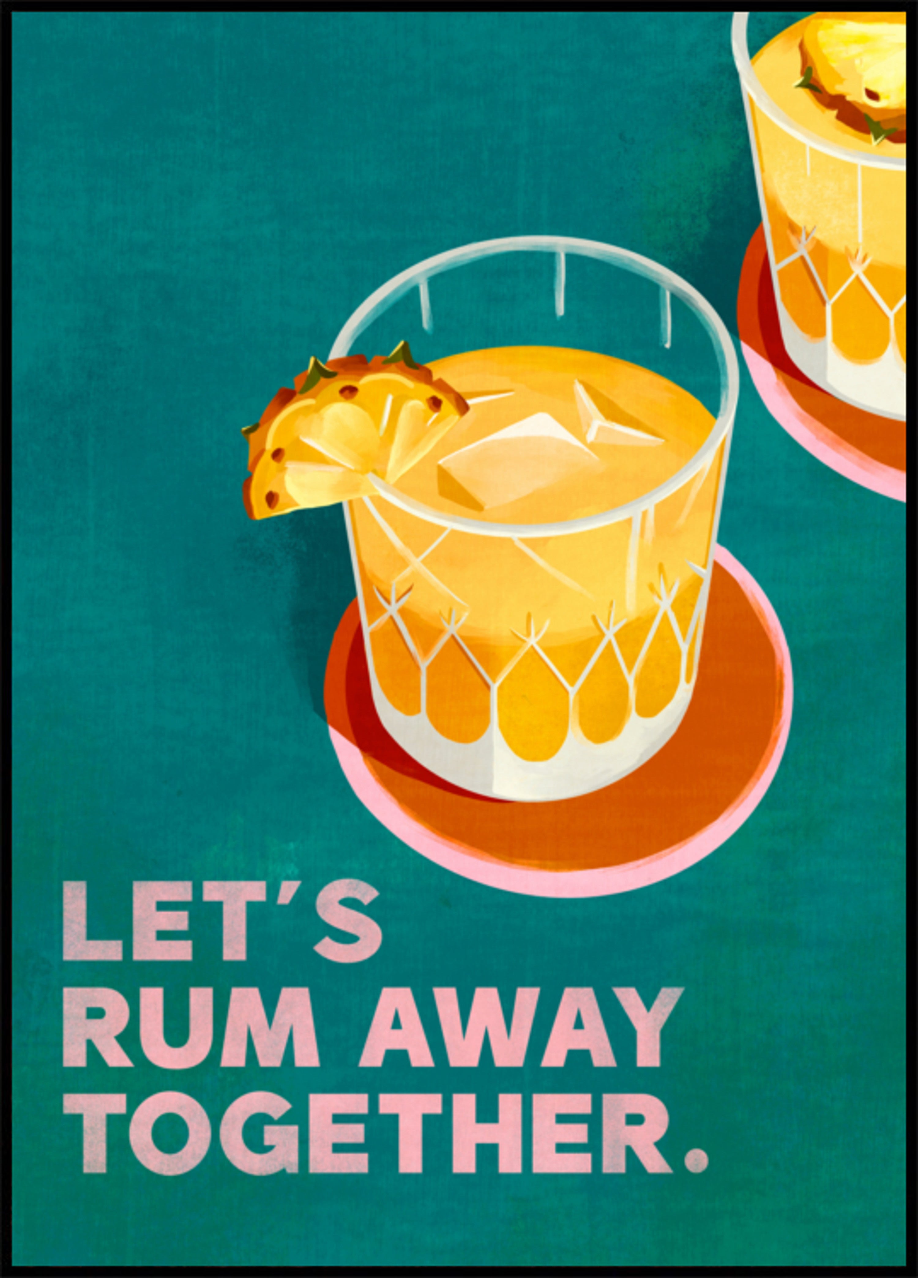Arte de cócteles de bar de playa Rum Away
