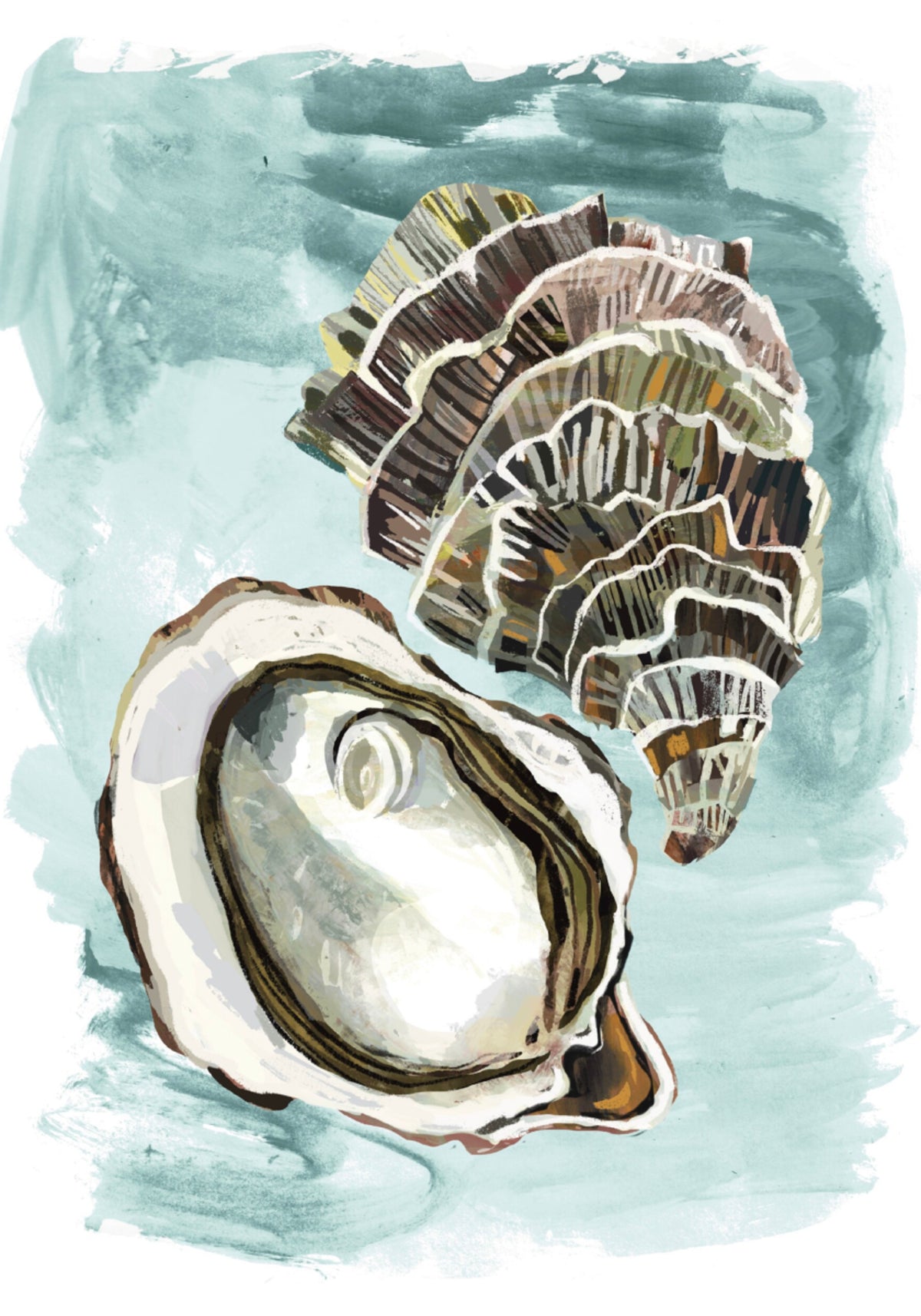 Ostras frescas del océano