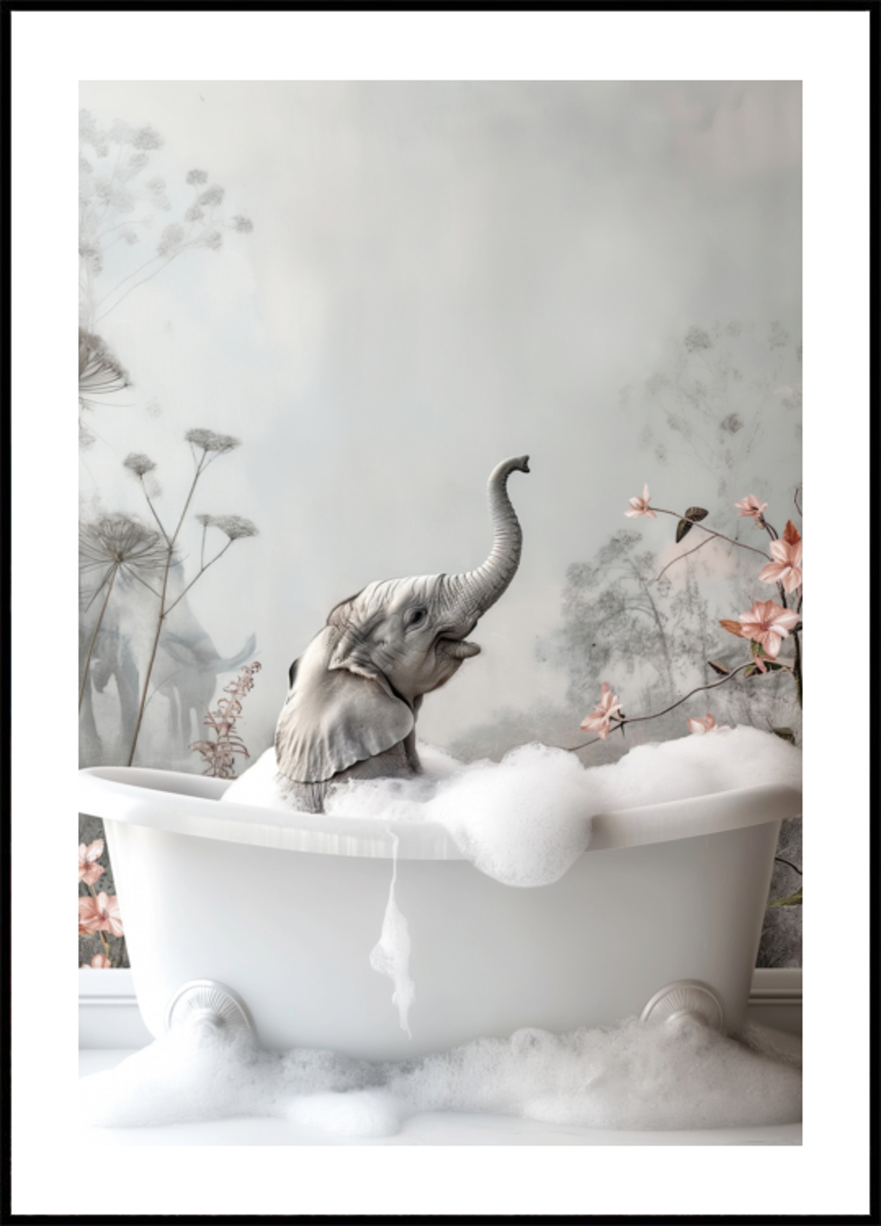 Baño de burbujas de elefante bebé