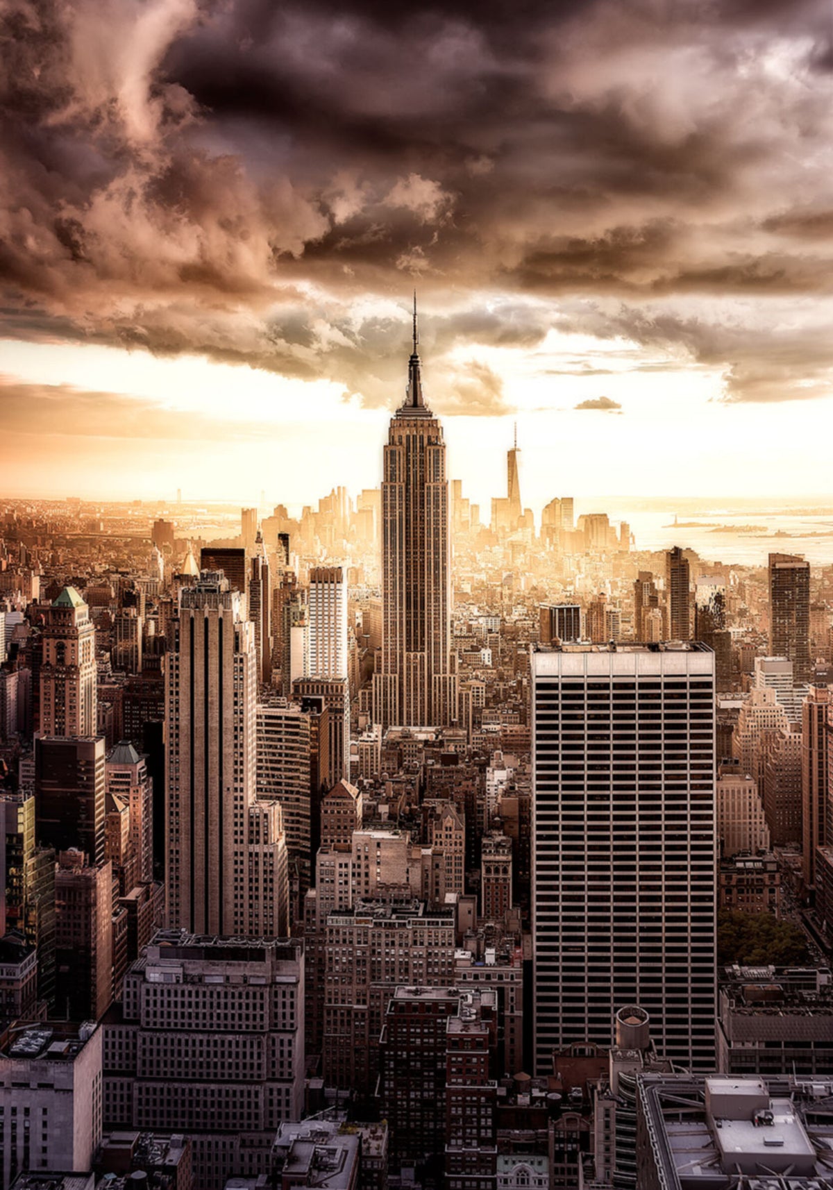 Dramático horizonte de la ciudad de Nueva York