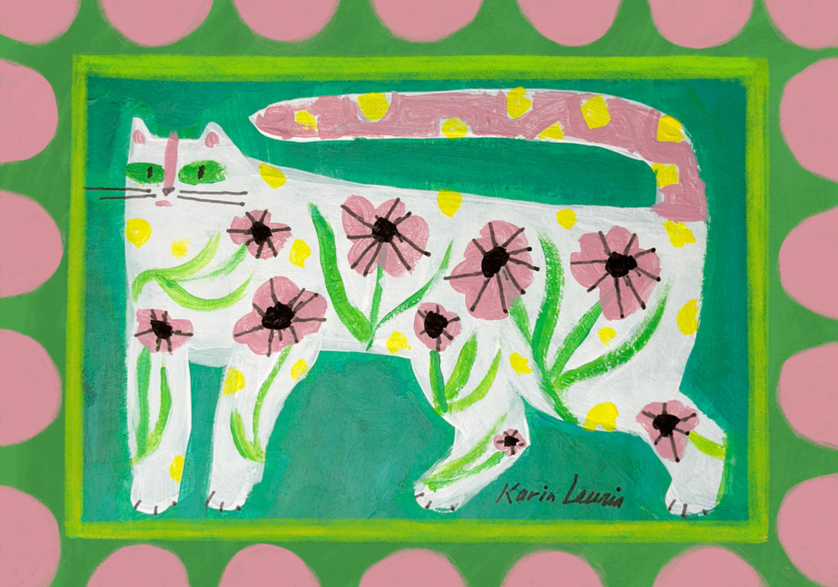 Gato de flores caprichoso