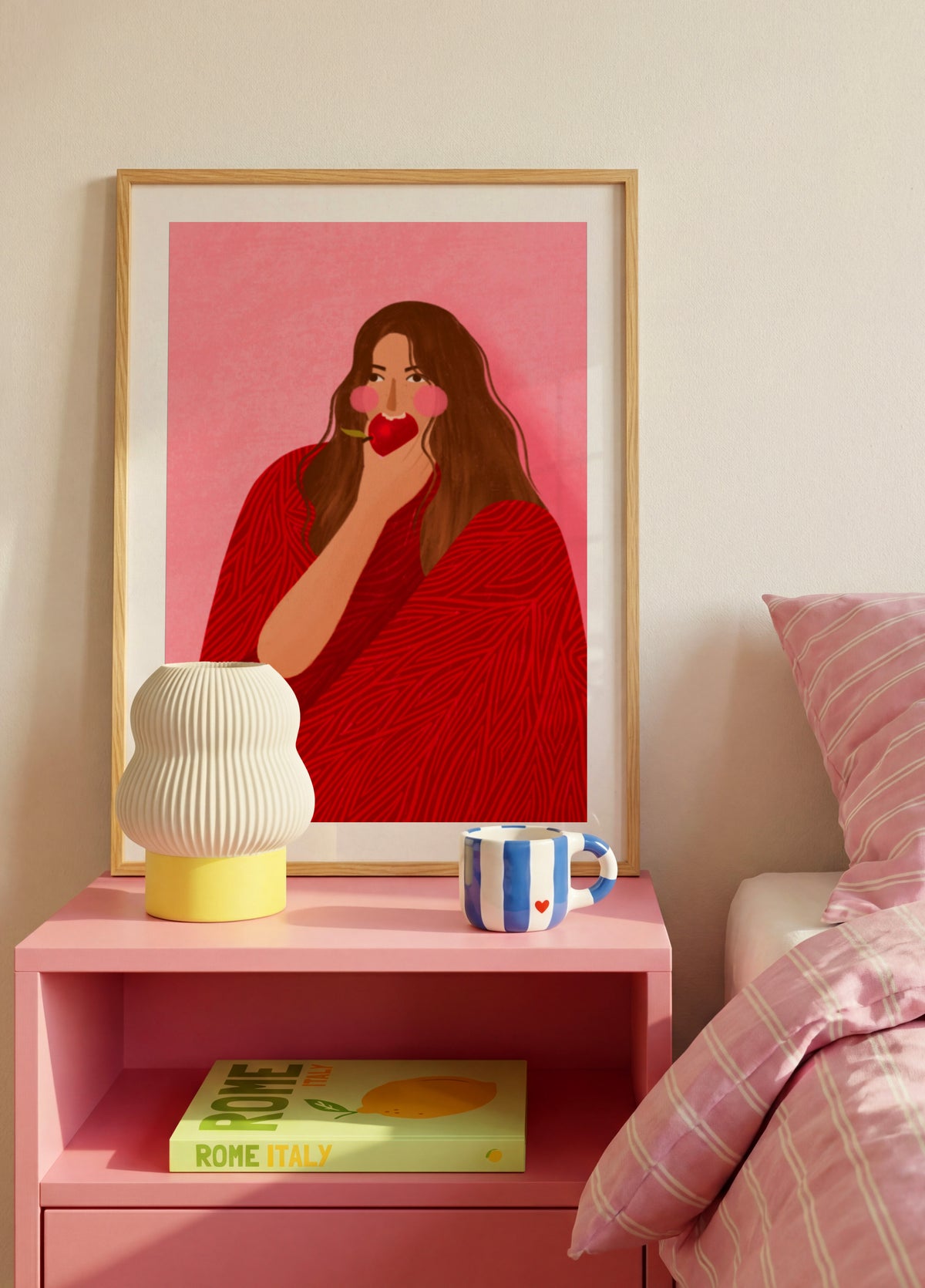 Mujer acogedora manzana
