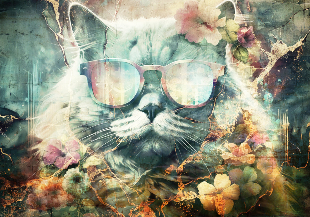 Gato floral vintage
