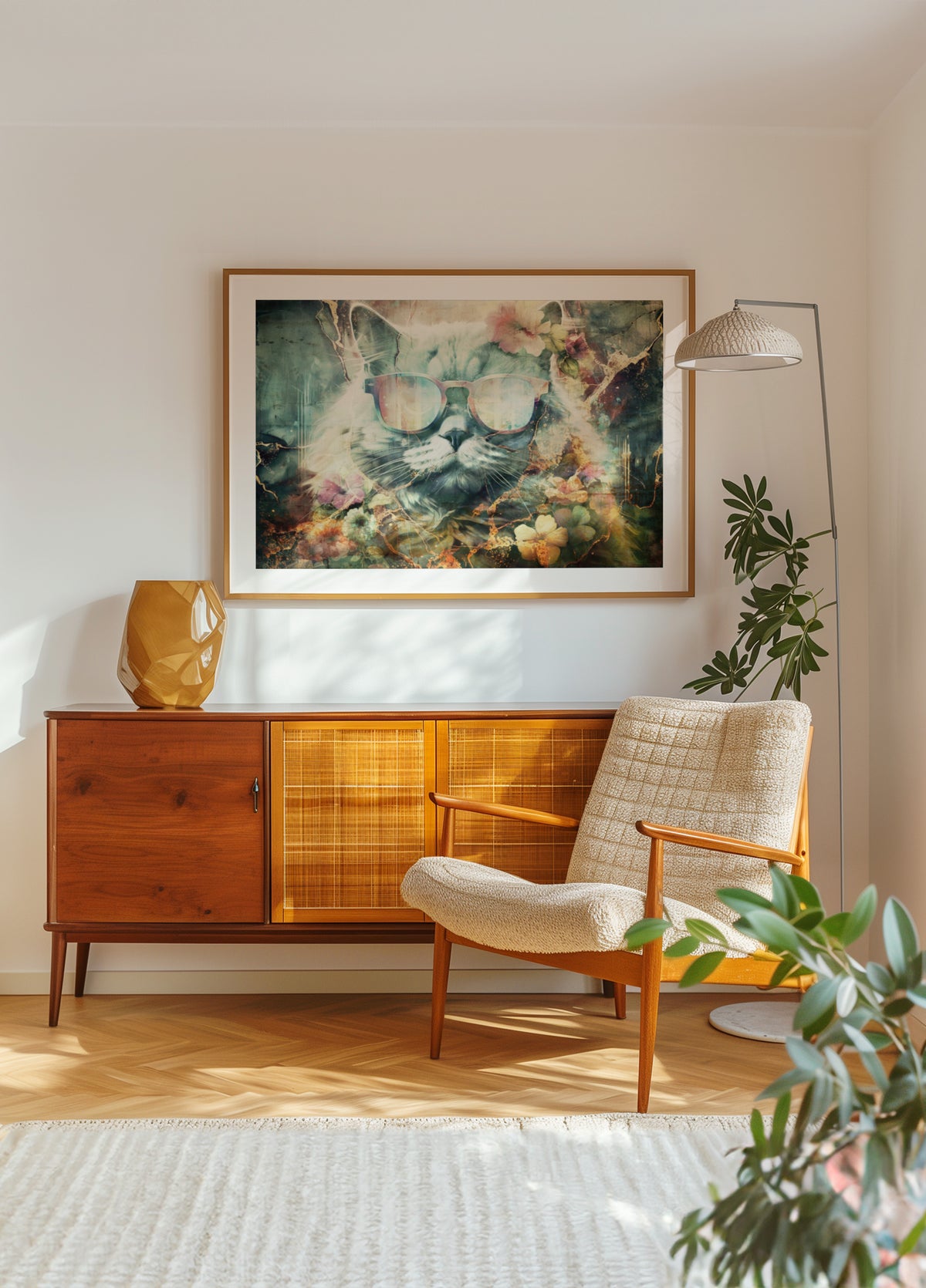 Gato floral vintage