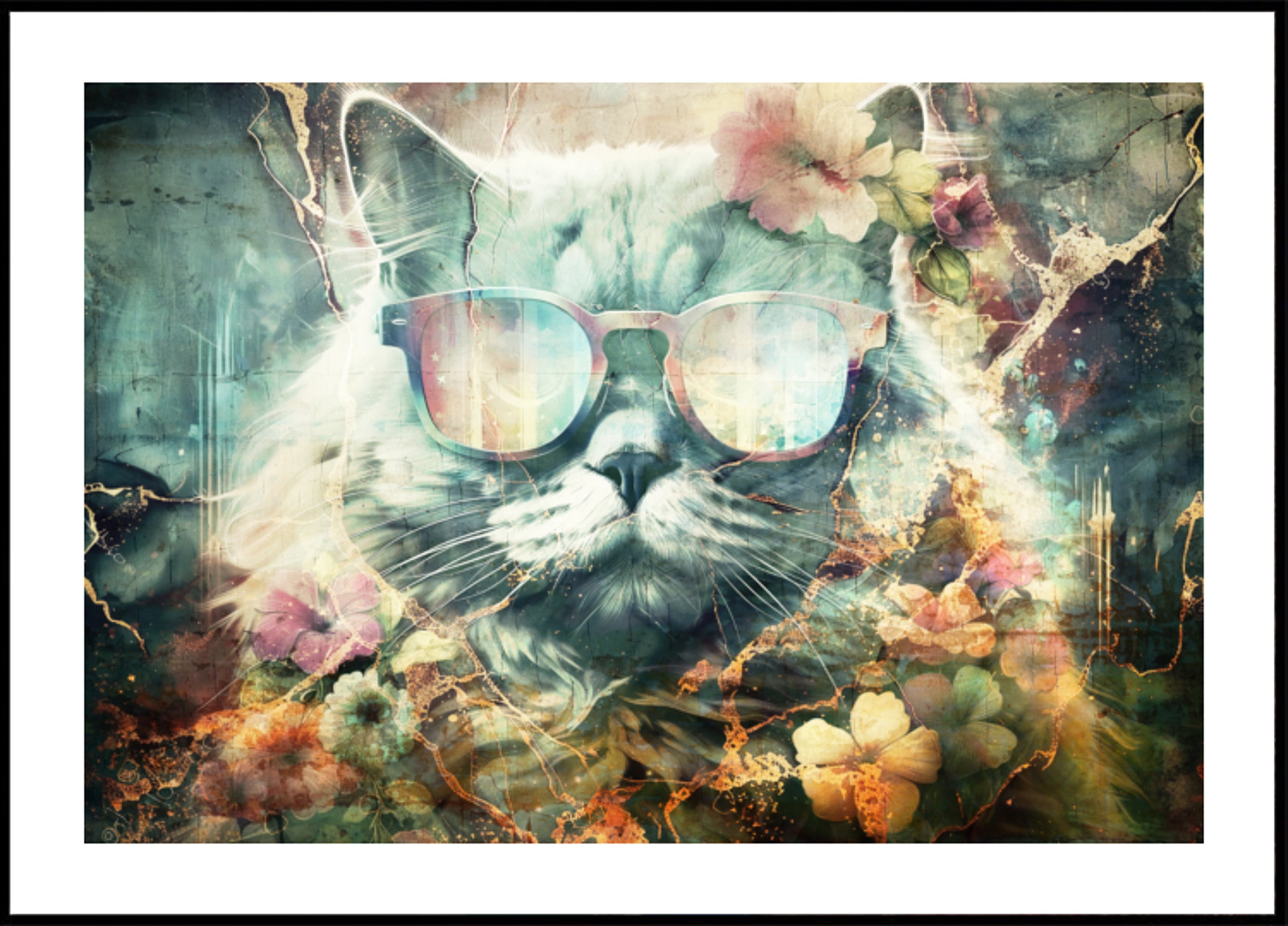 Gato floral vintage