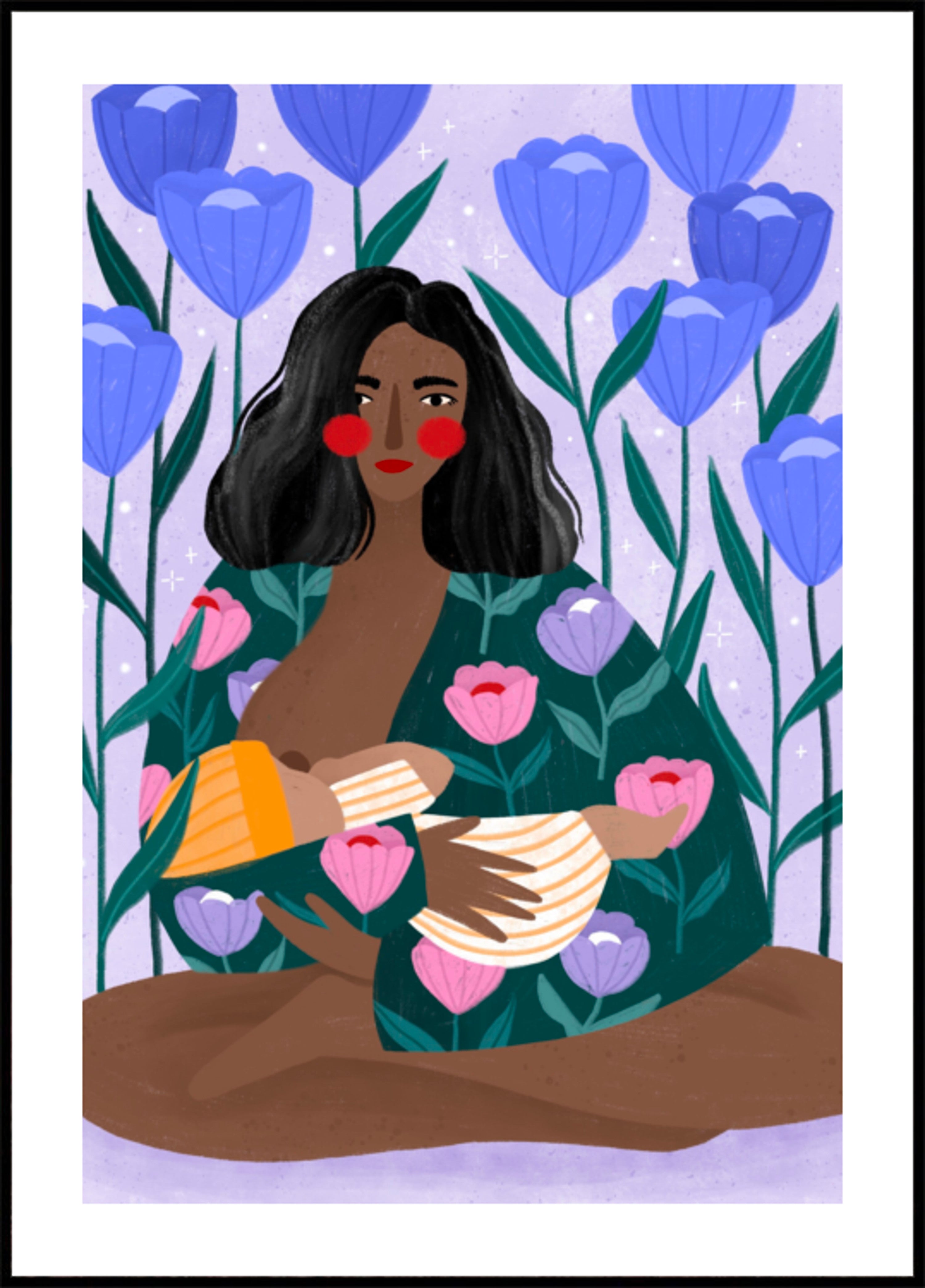 Abrazo floral de la madre