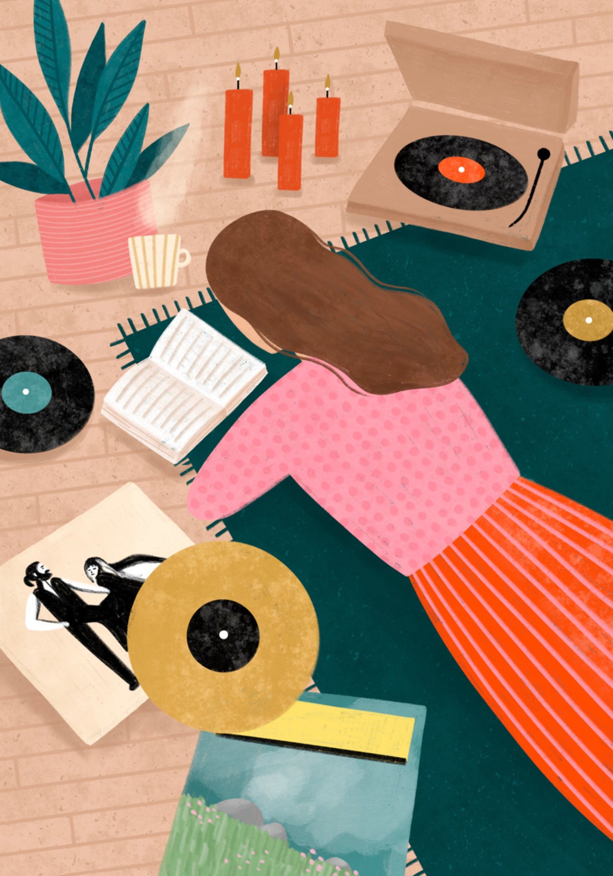 Acogedor arte para escuchar vinilos