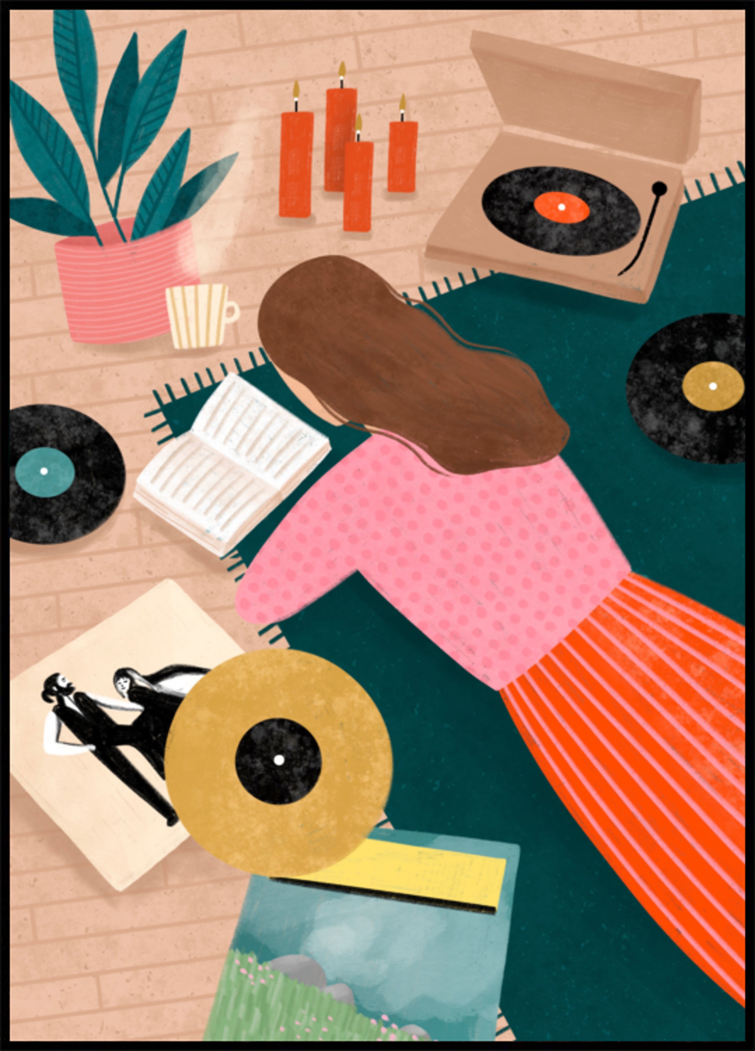 Acogedor arte para escuchar vinilos