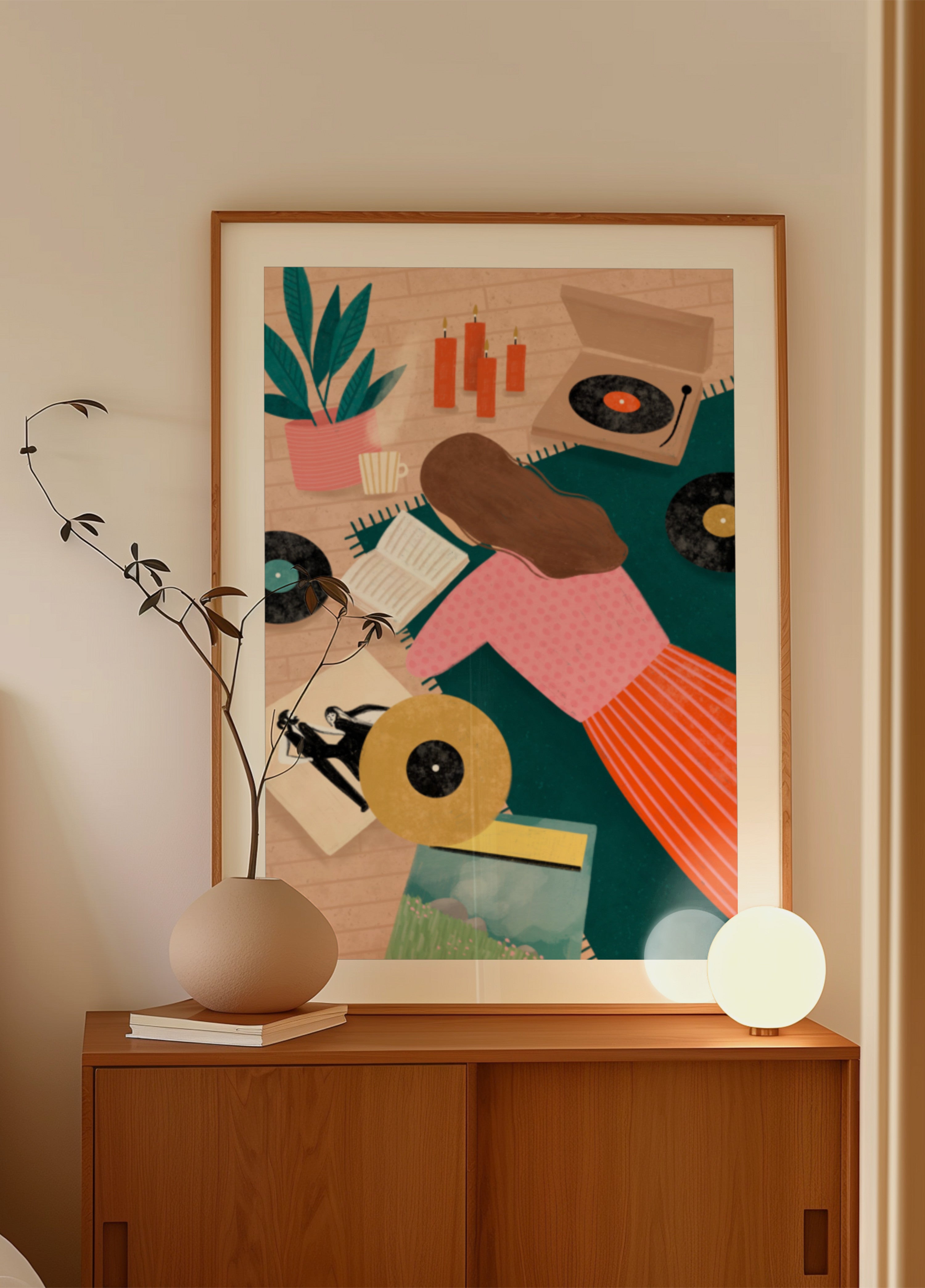 Acogedor arte para escuchar vinilos