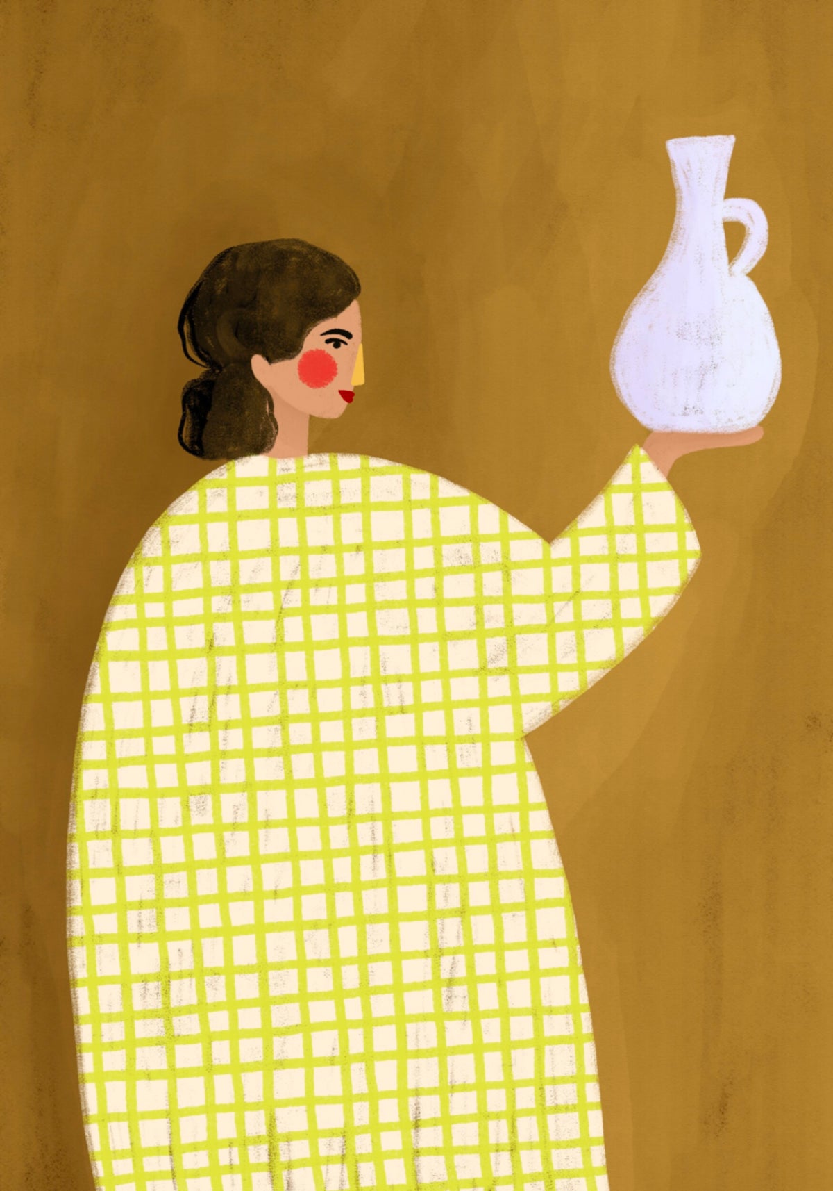 Mujer sosteniendo cerámica