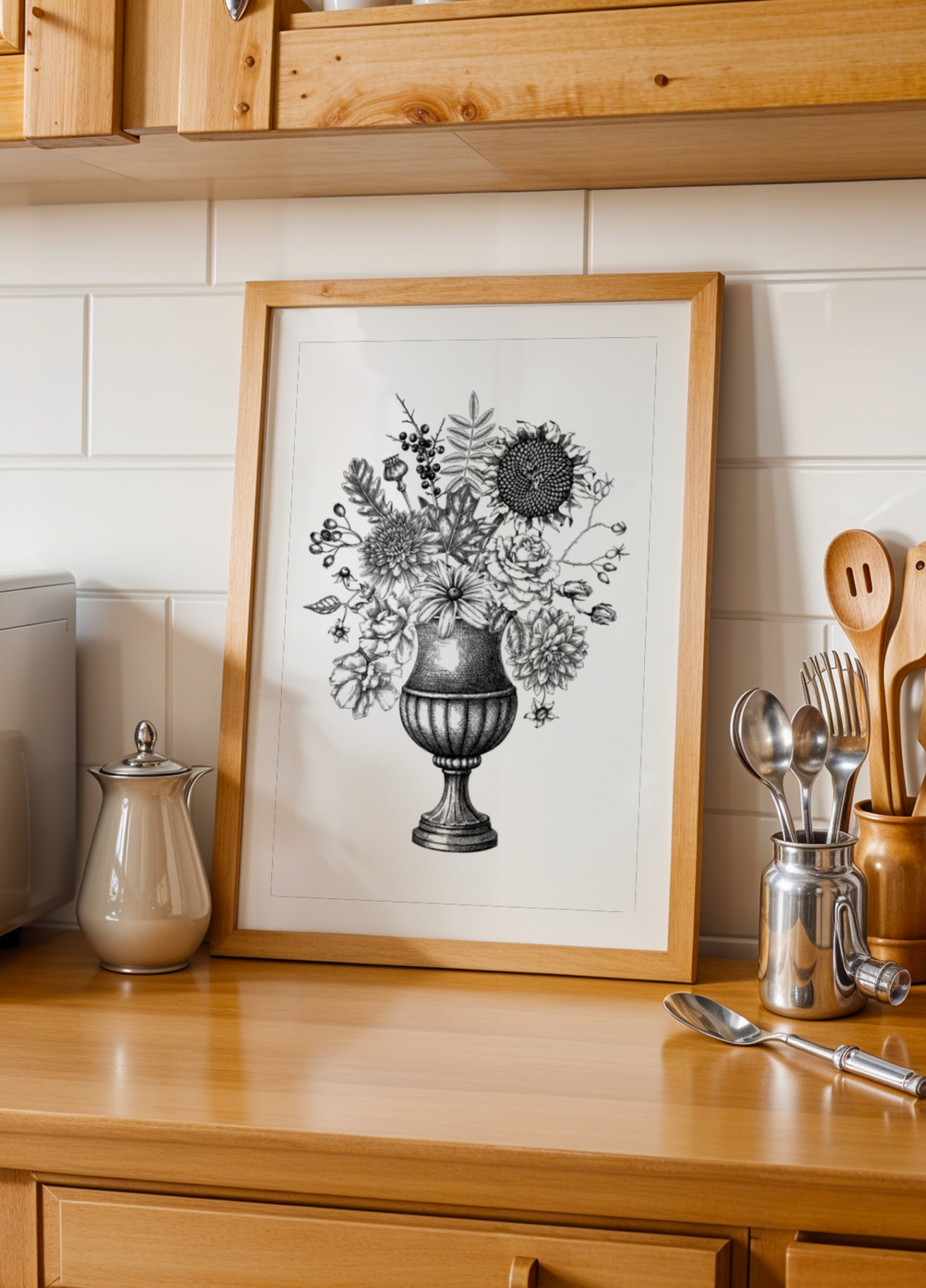 Elegante urna floral otoñal