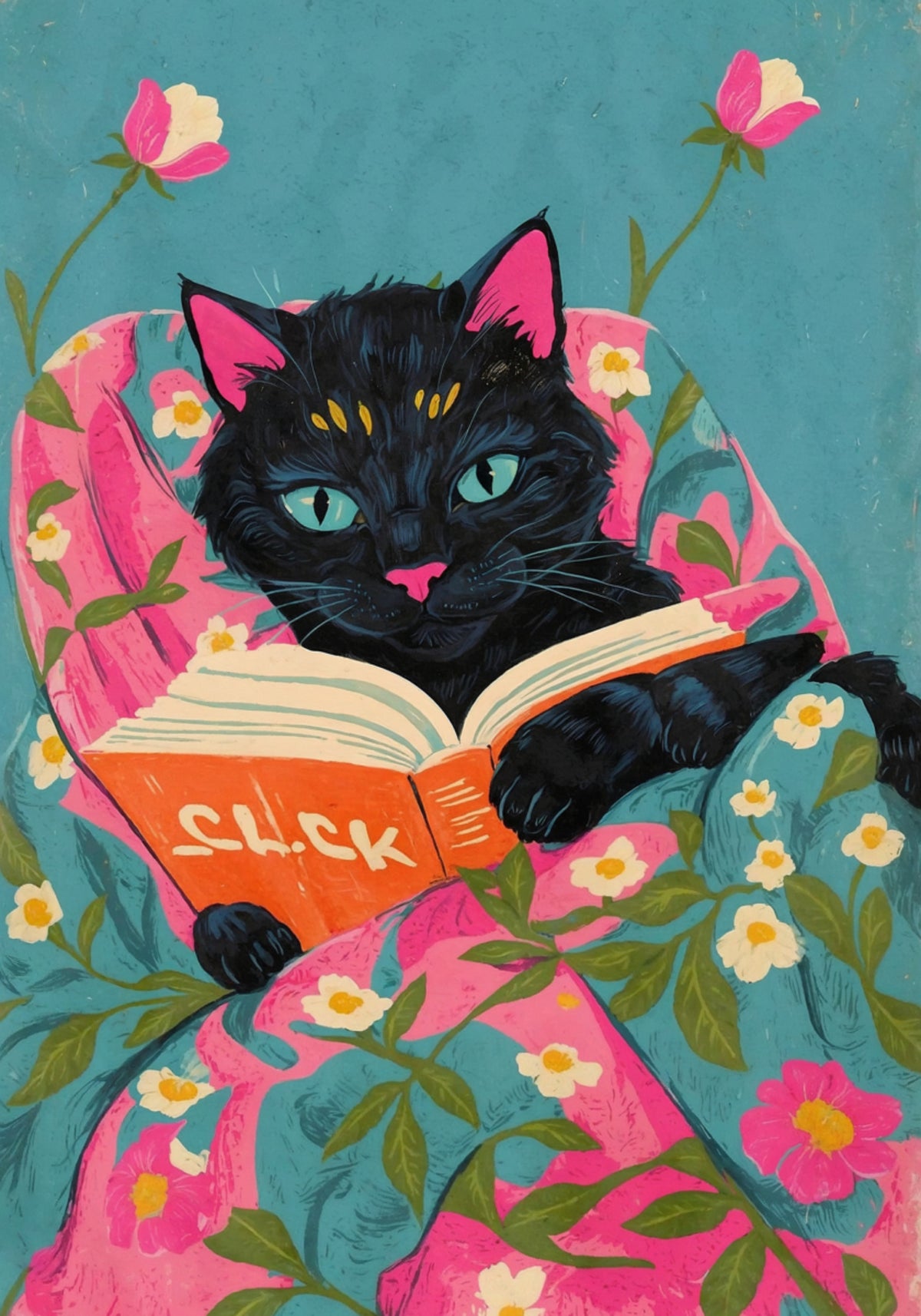 Gato de lectura acogedor