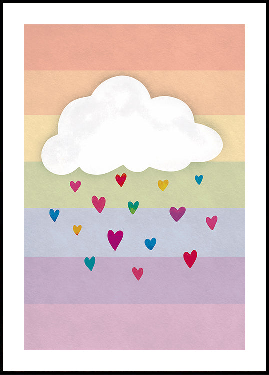 Raining Multicolored Hearts Plakat