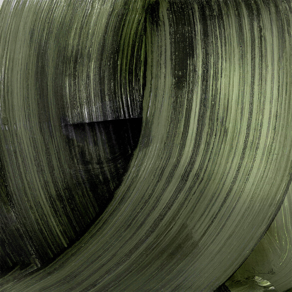 La imagen es un primer plano de una superficie texturizada de color verde con un patrón repetido de líneas verticales y curvas.