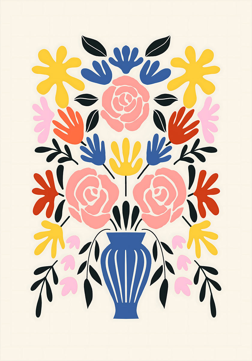 Colorful Bouquet in a Blue Vase (NEW) - Posterbox