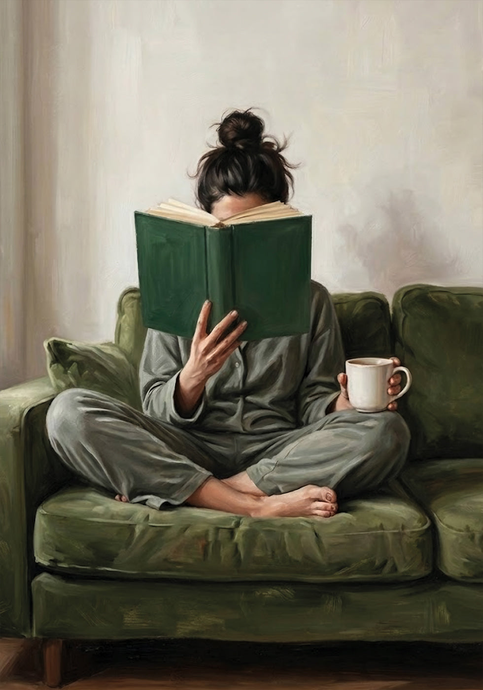 Emerald Green Woman Reading Poster - Posterbox