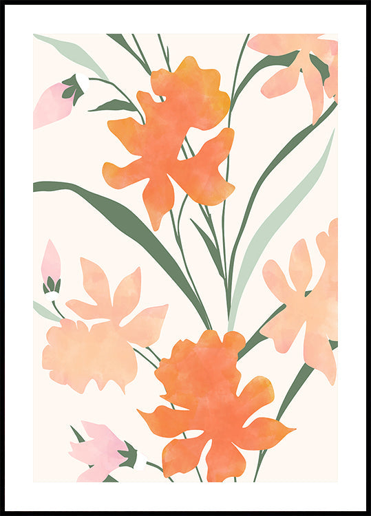 Floral Pattern With Abstract Colorful Flowers (NEW) - Posterbox