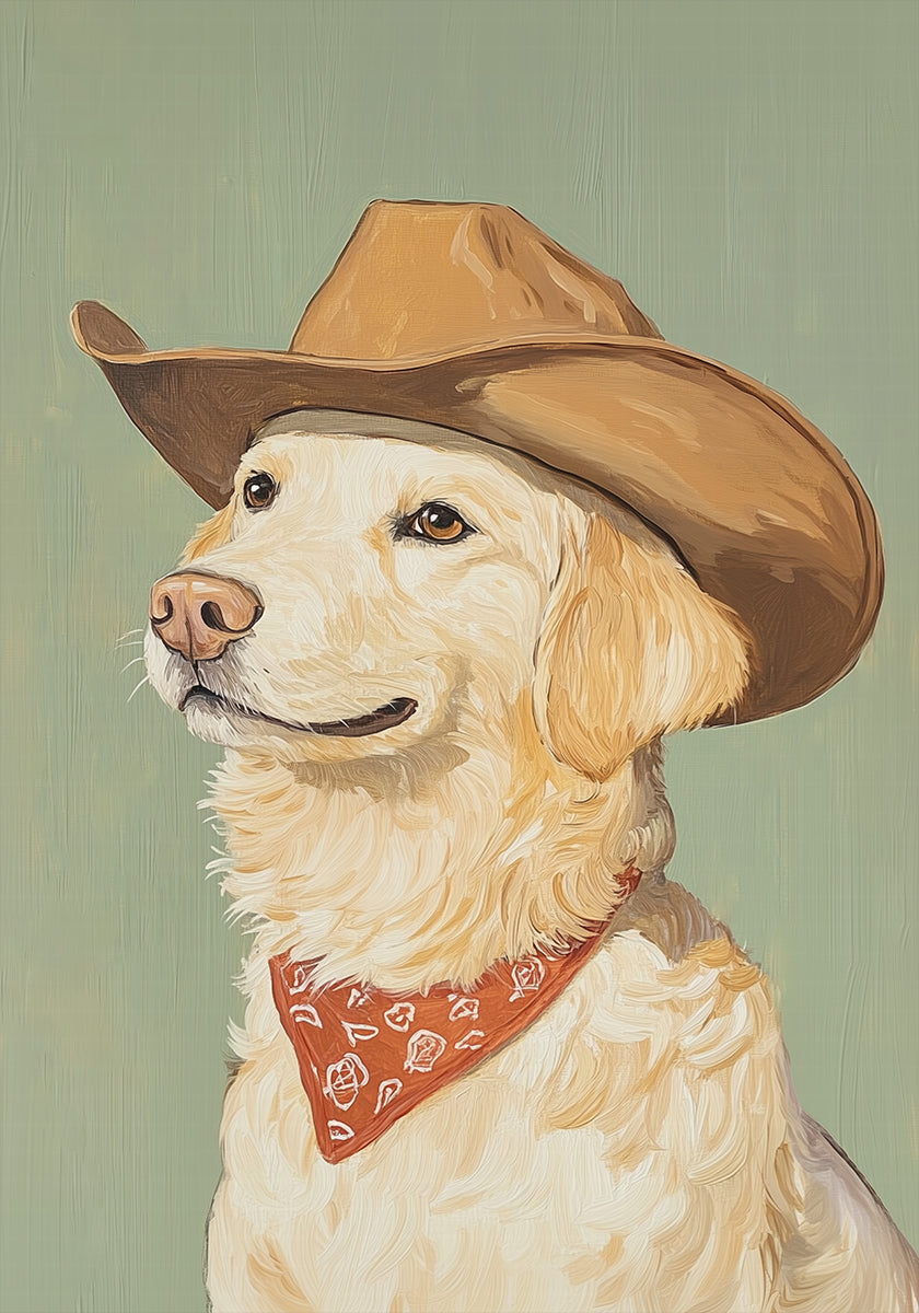 Cowboy Golden Retriever Plakat - Posterbox