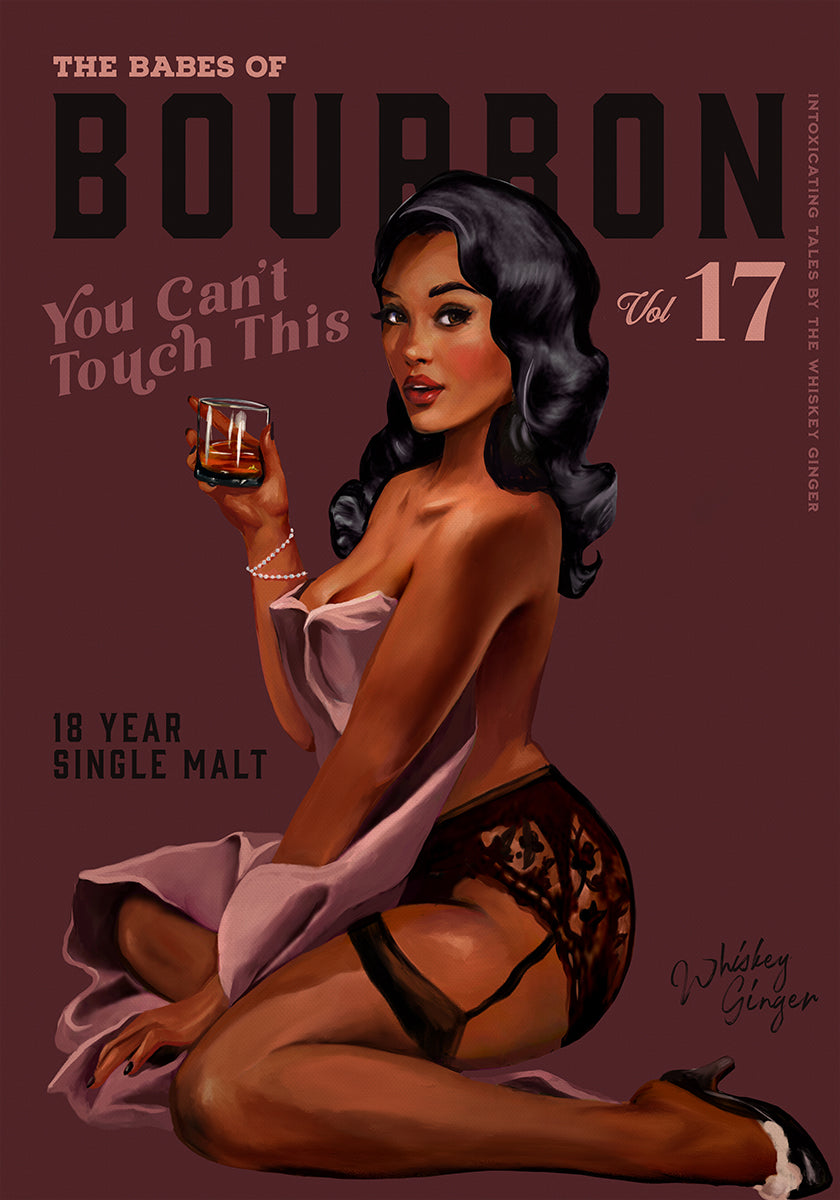 Babes of Bourbon Cant Touch This. Sexy Retro Pin Up Girl Whiskey Art (NEW) - Posterbox