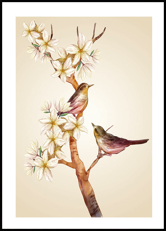 Bird On Branch Plakat - Posterbox.dk