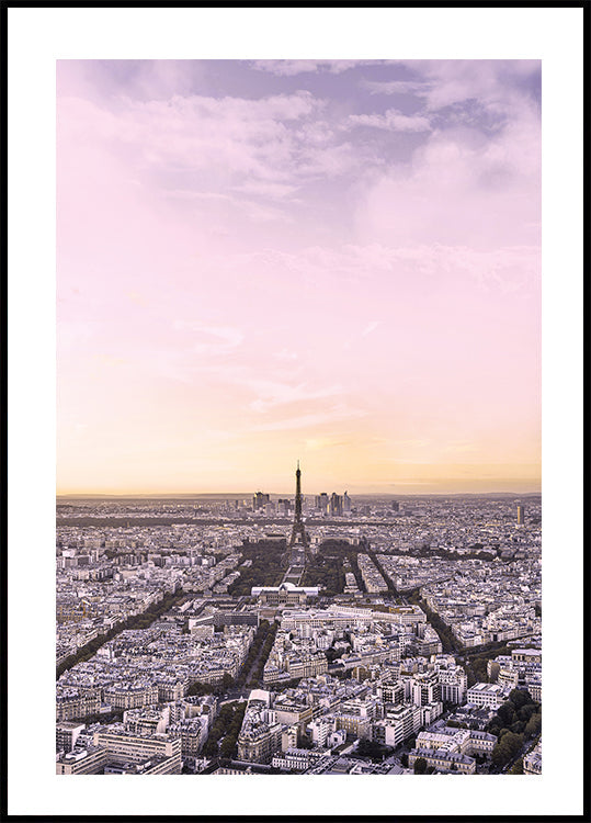 Póster de París al atardecer 