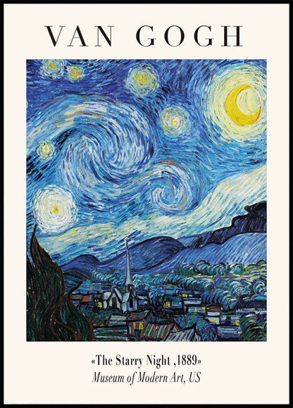 Póster de paisaje de noche estrellada