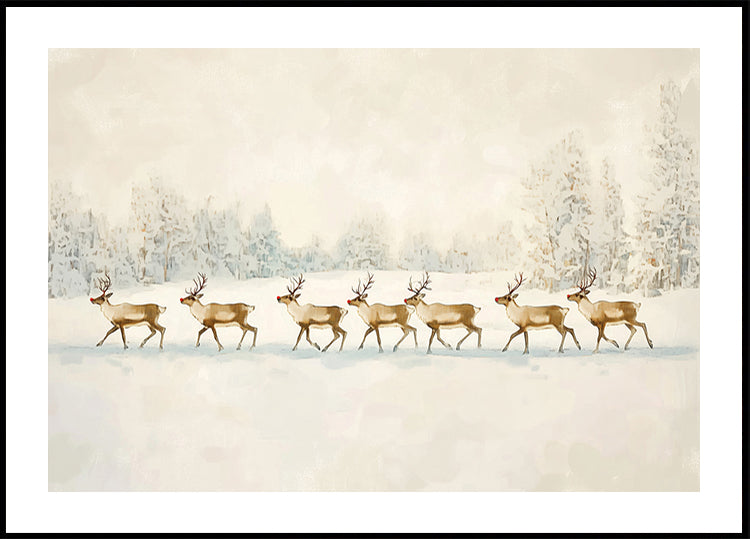 Winter Wonderland: Reindeer Procession Plakat - Posterbox