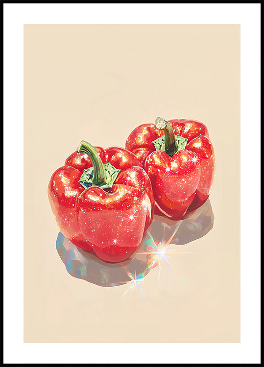 Sparkling Red Bell Peppers Plakat - Posterbox
