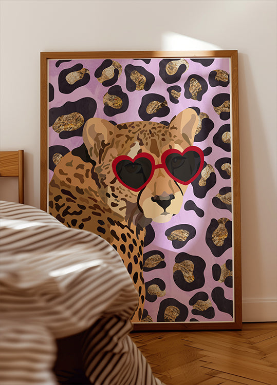 Póster Estampado de leopardo rosa