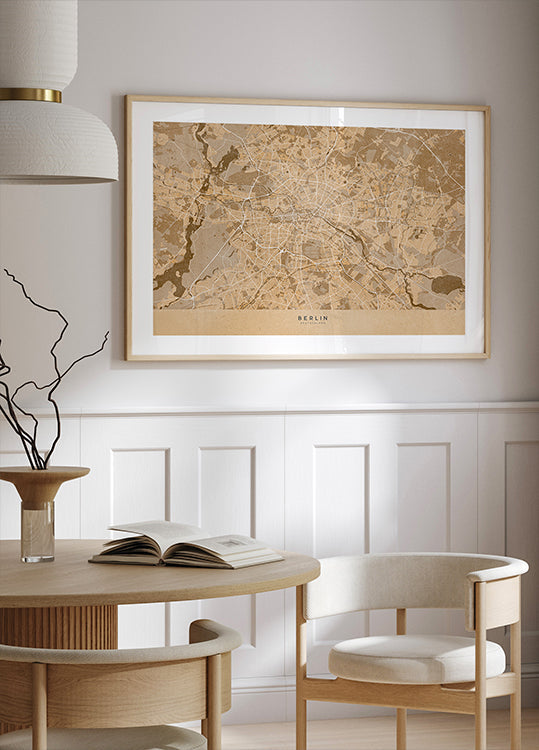 Mapa vintage sepia de Berlín en Alemania (NUEVO)