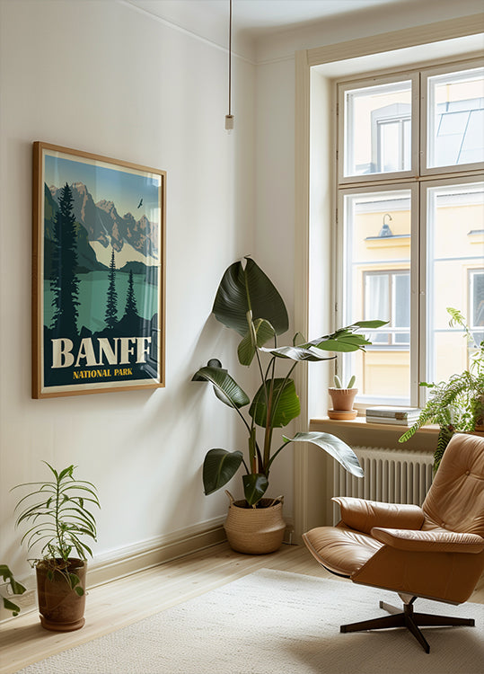Cartel de impresión de viaje del Parque Nacional Banff