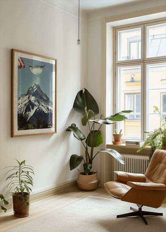 Cumbre tamizada: azúcar de nieve en el pico de la montaña Póster