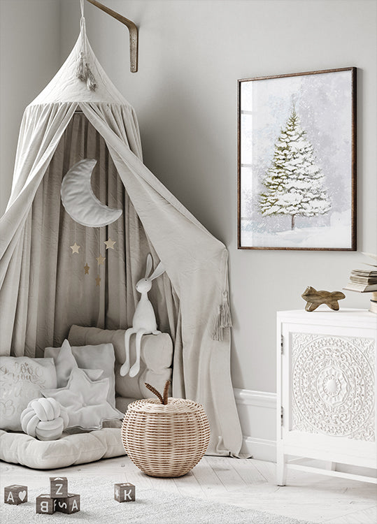 Póster Abeto solitario en la nieve