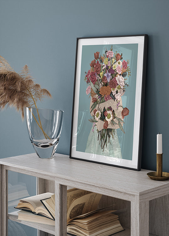 Póster Grande Recogiendo un jardín verde azulado