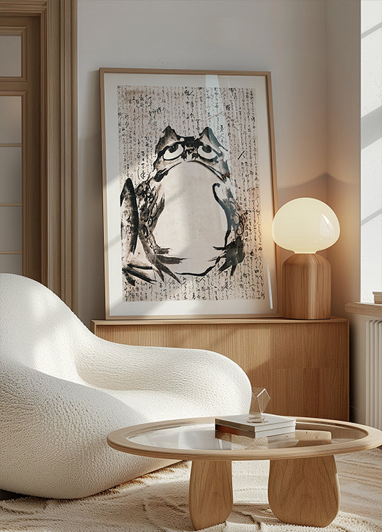 Rana japonesa (finales del siglo XVIII y XIX), tinta y color vintage sobre papel Póster