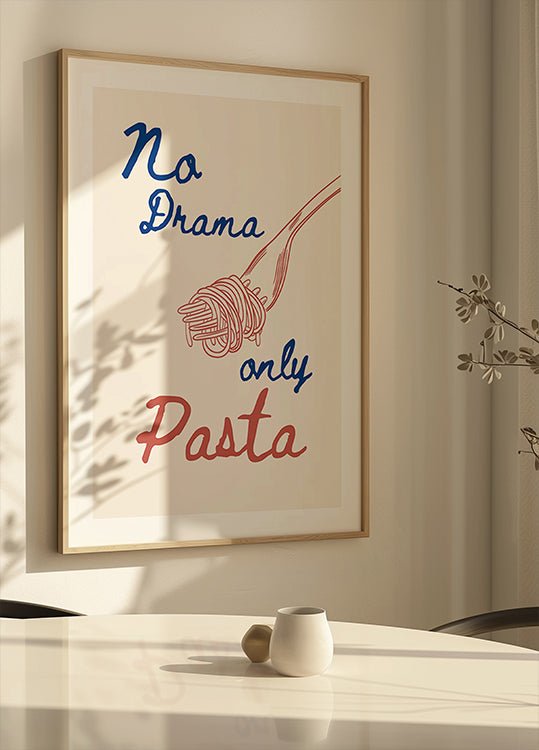 Sin drama solo pasta, Ilustración + Texto