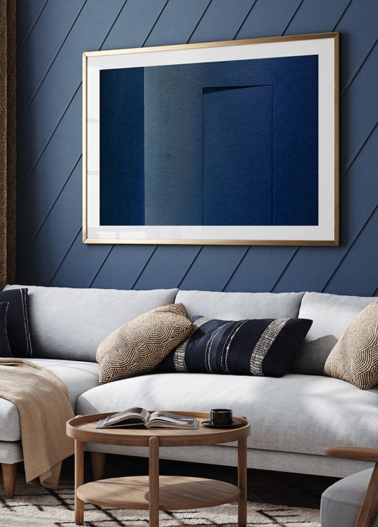 Minimalismo azul o una puerta secreta Póster