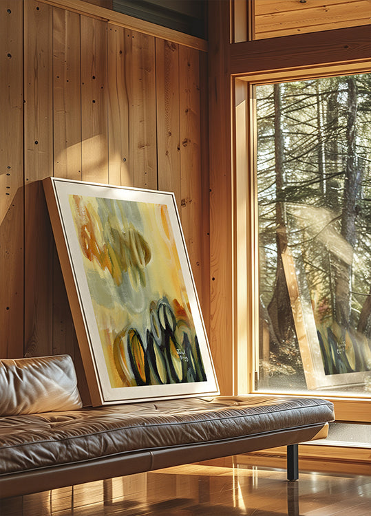 Resumen con óvalos y oro Póster