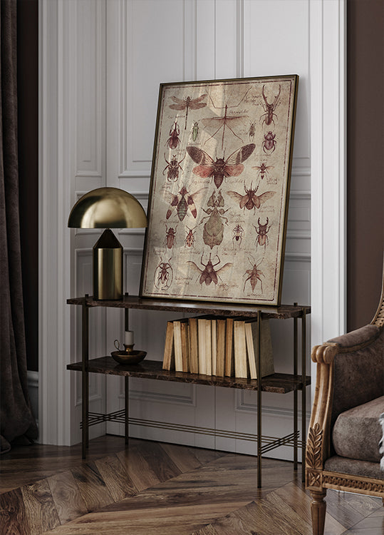 Insectos de estilo vintage Póster