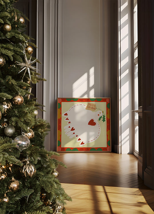 Merry Christmas Dove Festive Illustration Plakat