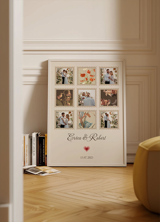 Póster Elegante collage de fotos de boda personalizado