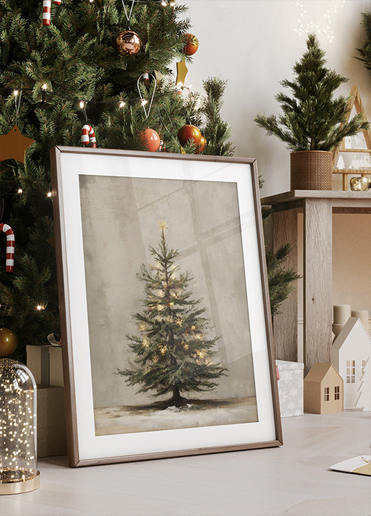 Póster Árbol de Navidad vintage